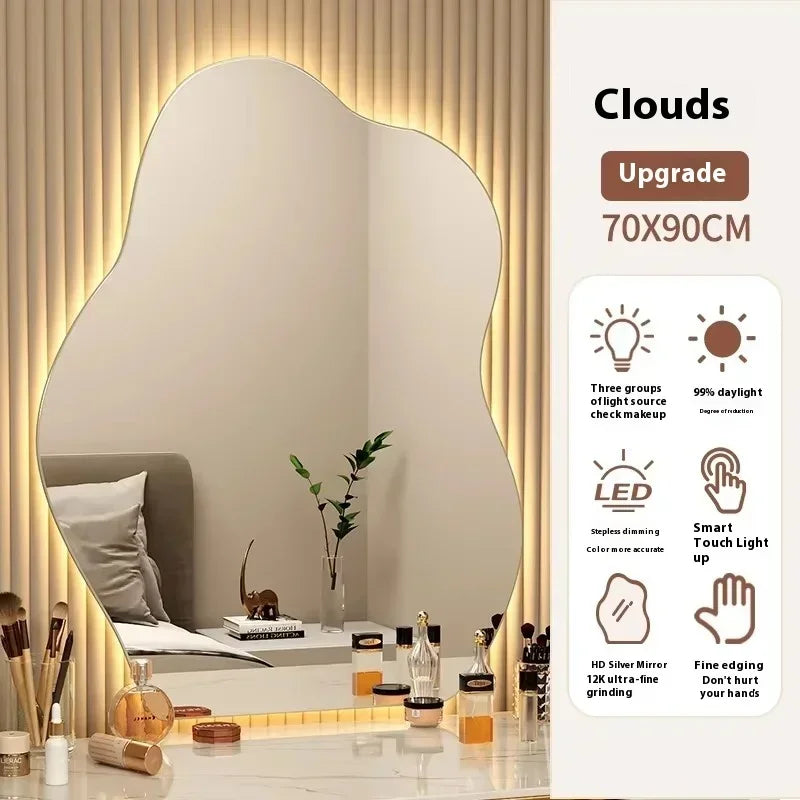 Irregular Scandinavian Warm LED Wall Mirror