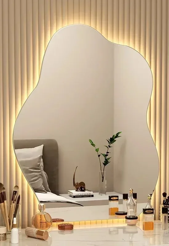 Irregular Scandinavian Warm LED Wall Mirror