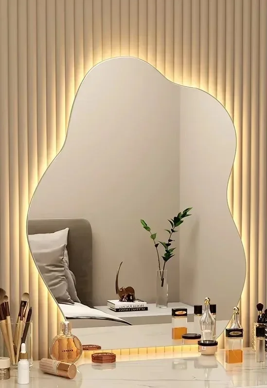 Irregular Scandinavian Warm LED Wall Mirror