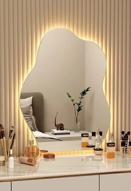 Irregular Scandinavian Warm LED Wall Mirror