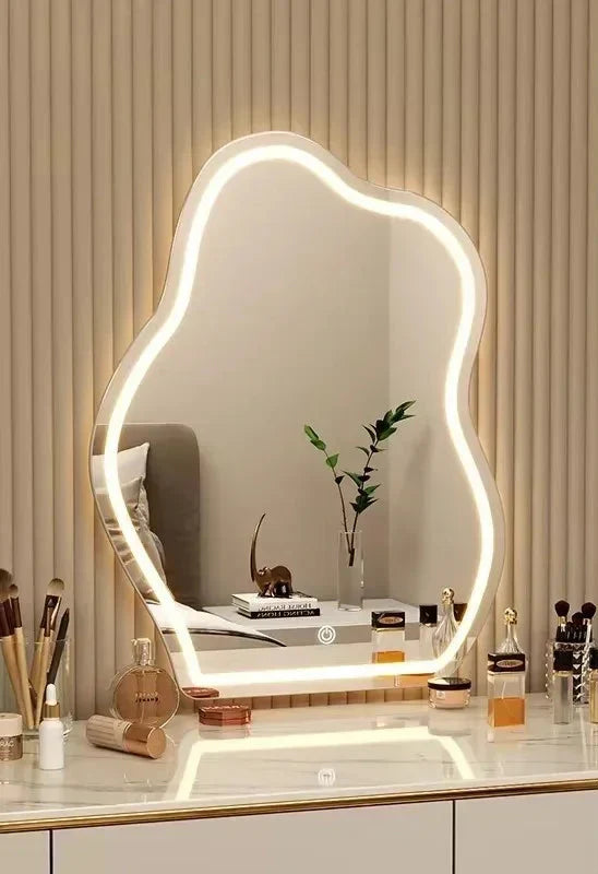 Irregular Scandinavian Warm LED Wall Mirror