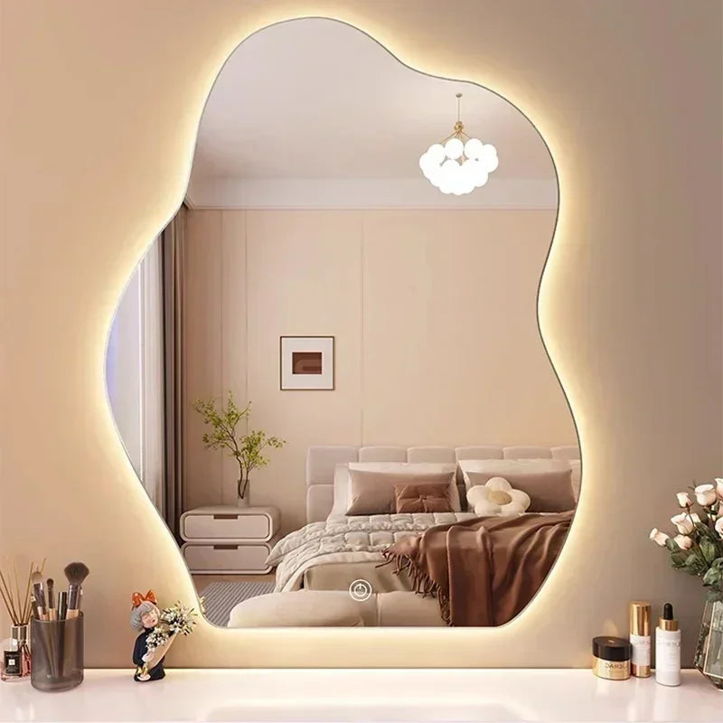 Irregular Scandinavian Warm LED Wall Mirror