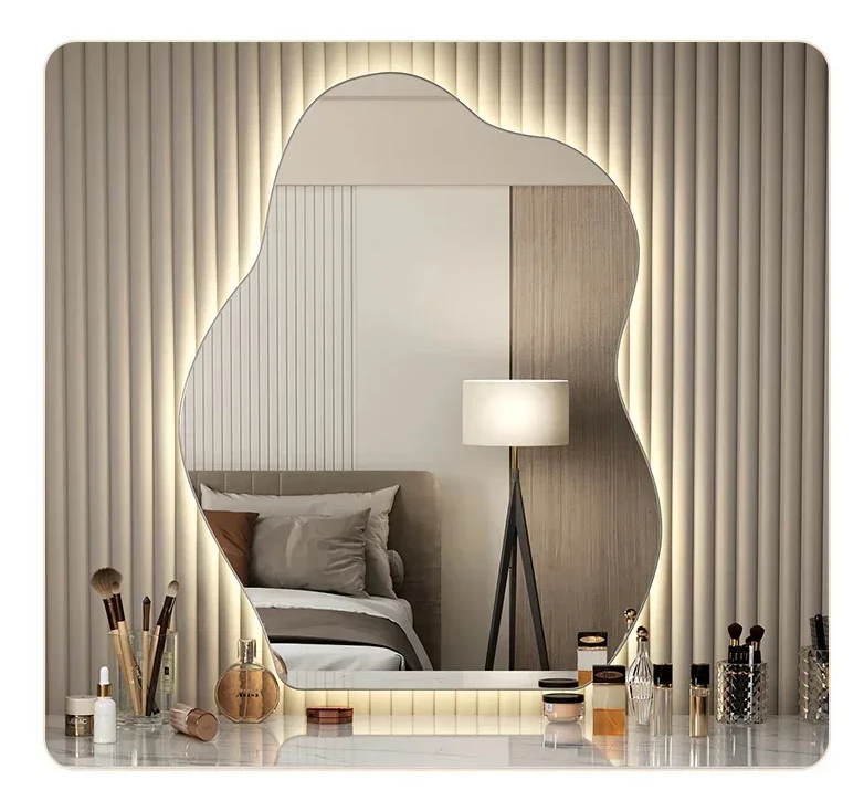 Irregular Scandinavian Warm LED Wall Mirror