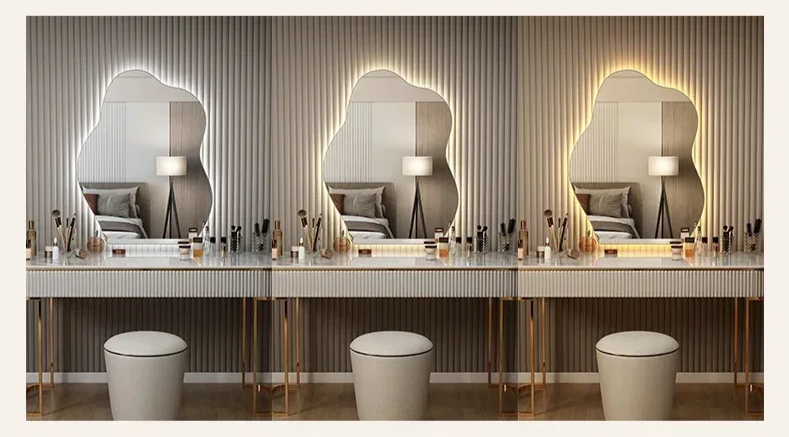 Irregular Scandinavian Warm LED Wall Mirror