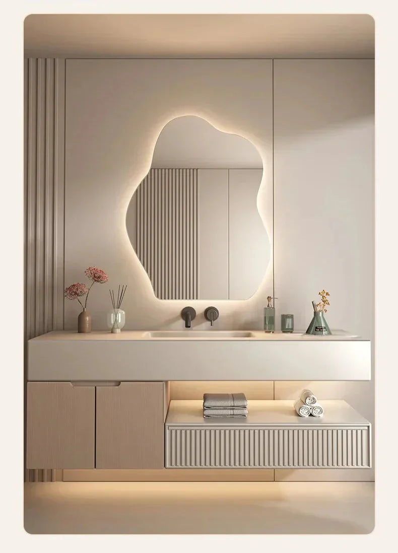 Irregular Scandinavian Warm LED Wall Mirror