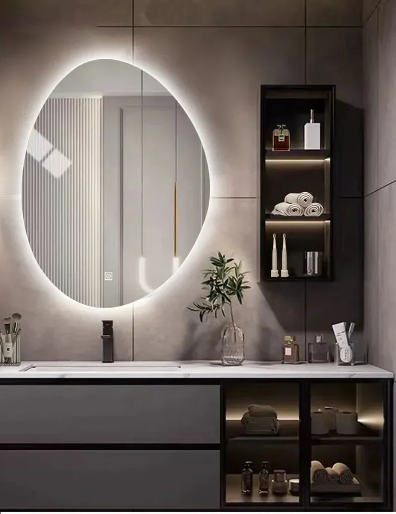 Irregular-Shape LED Touchscreen Bathroom Mirror