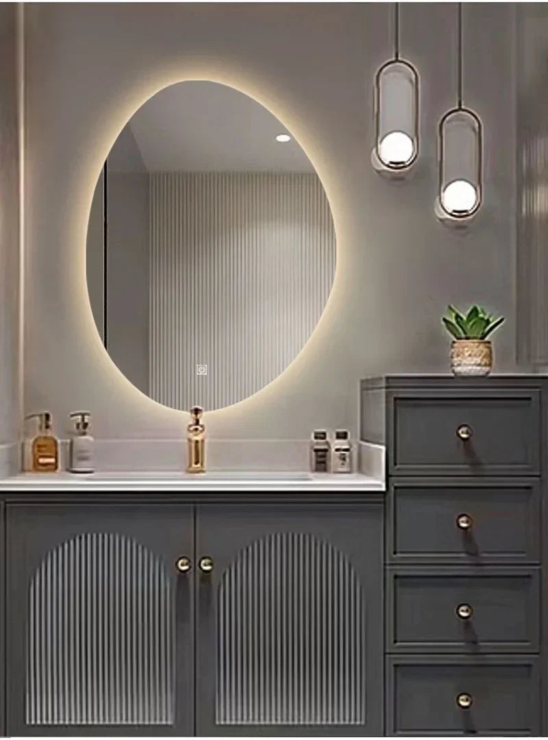 Irregular-Shape LED Touchscreen Bathroom Mirror