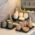 Japanese Vintage Ceramic Bathroom Accessory Set (3-Piece)