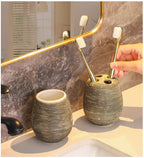 Japanese Vintage Ceramic Bathroom Accessory Set (3-Piece)