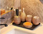 Japanese Vintage Ceramic Bathroom Accessory Set (3-Piece)