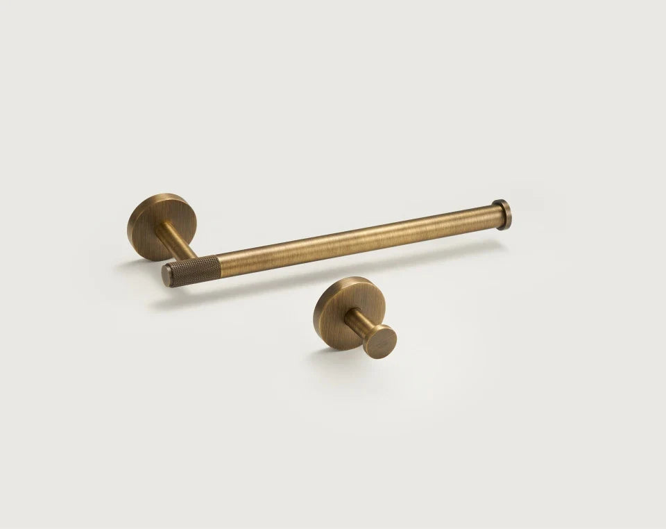 Knurled Antique Bronze Brass & Copper Bathroom Hardware Set