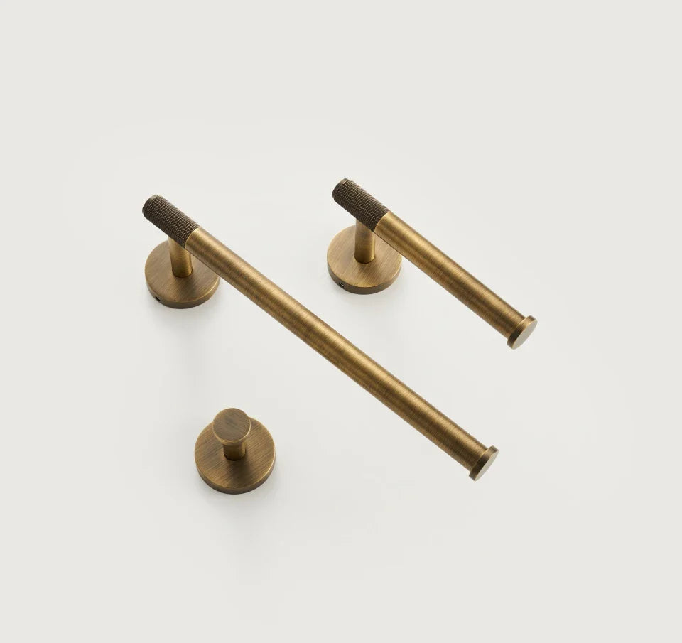 Knurled Antique Bronze Brass & Copper Bathroom Hardware Set