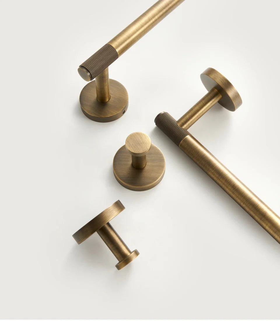 Knurled Antique Bronze Brass & Copper Bathroom Hardware Set