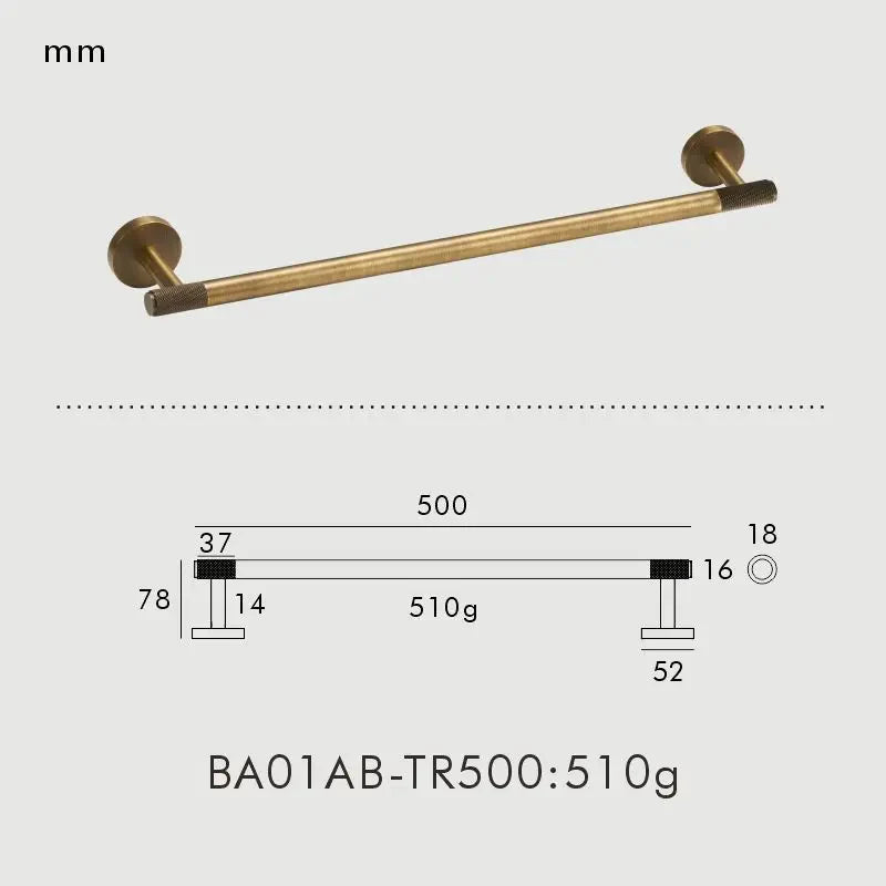 Knurled Antique Bronze Brass & Copper Bathroom Hardware Set