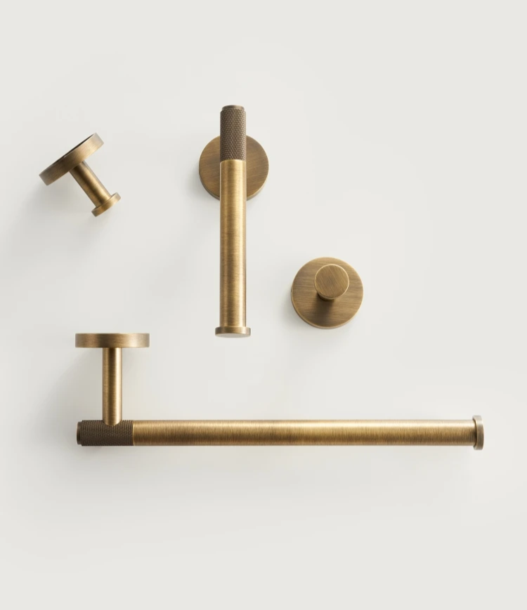 Knurled Antique Bronze Brass & Copper Bathroom Hardware Set