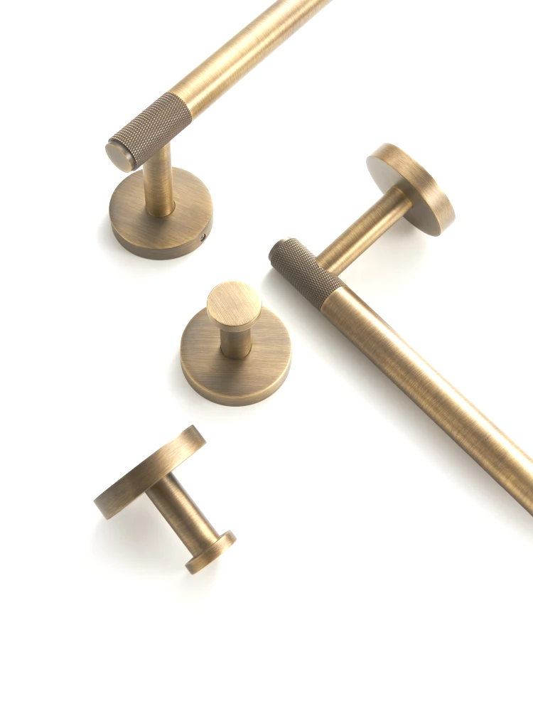 Knurled Antique Bronze Brass & Copper Bathroom Hardware Set