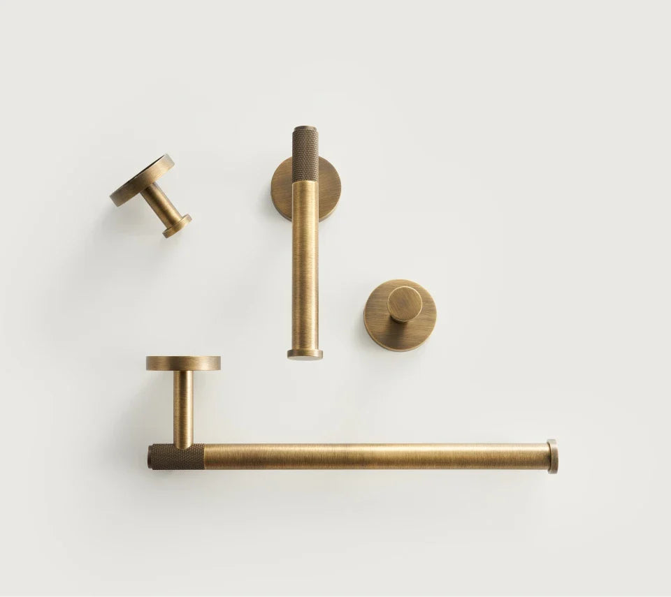 Knurled Antique Bronze Brass & Copper Bathroom Hardware Set