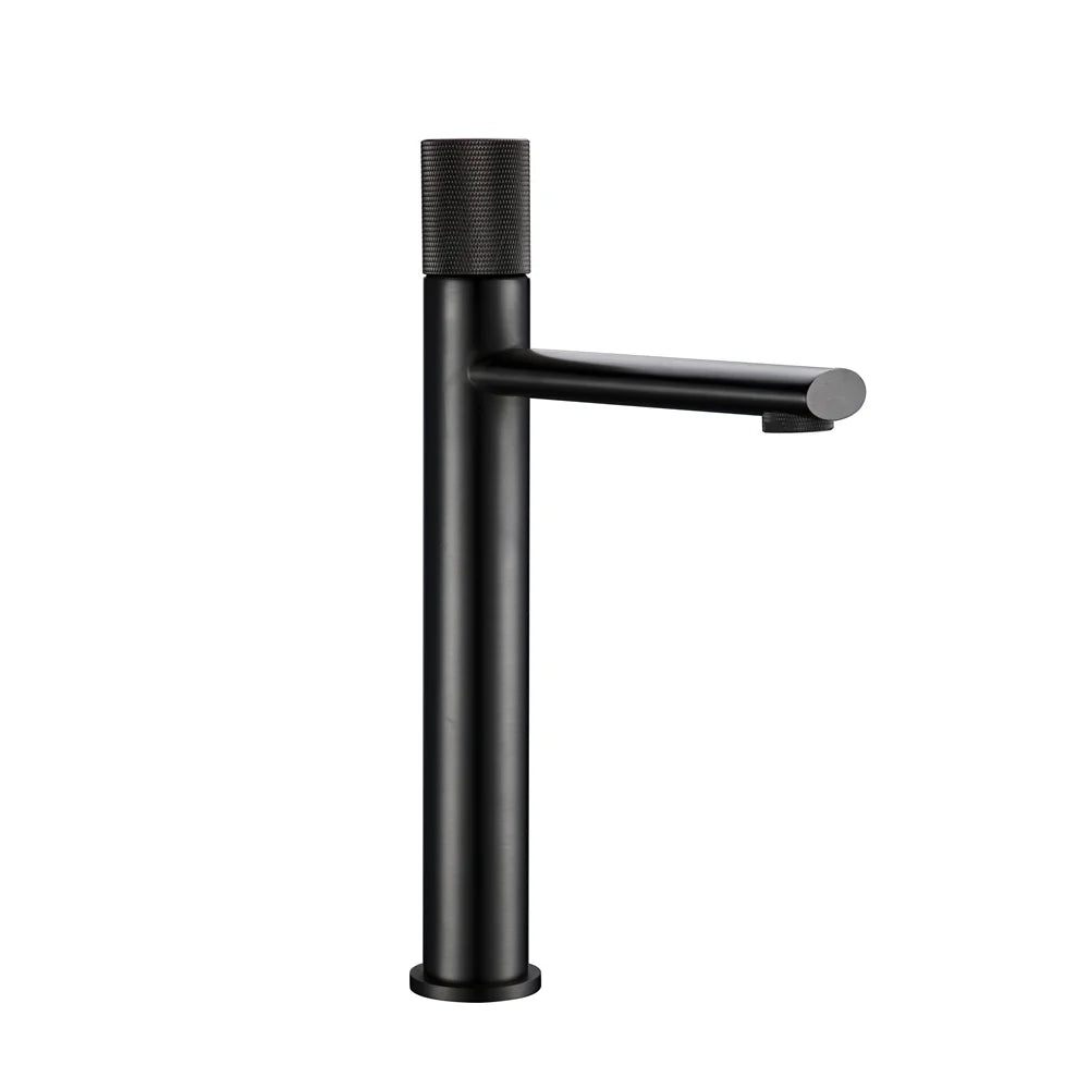Knurled Handle Brass & Stainless Steel Basin Faucet
