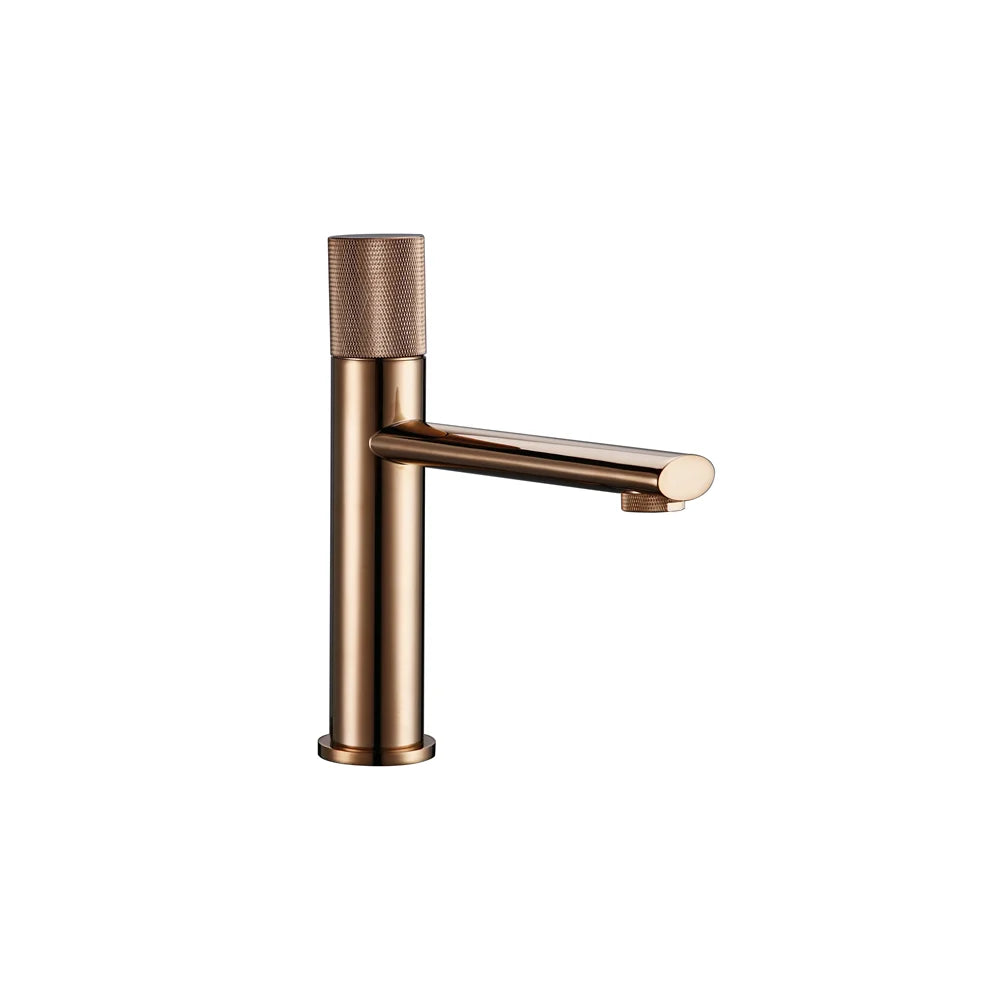Knurled Handle Brass & Stainless Steel Basin Faucet