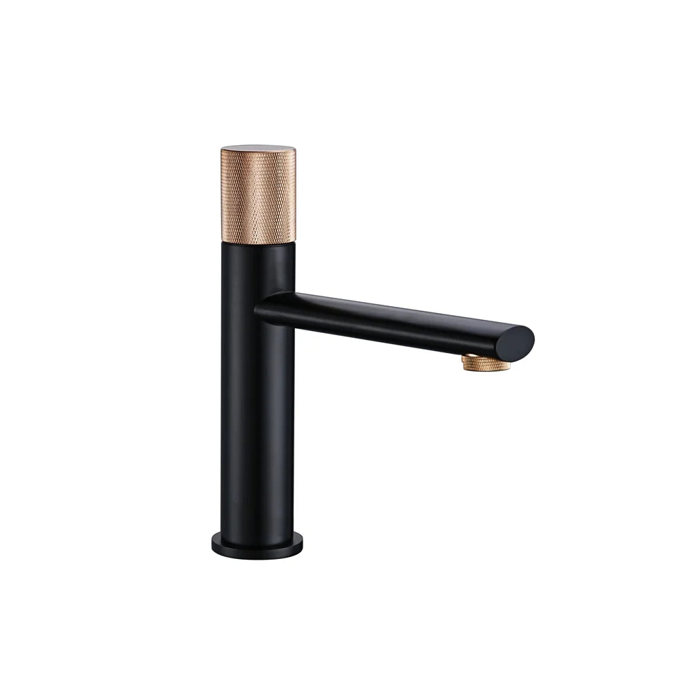 Knurled Handle Brass & Stainless Steel Basin Faucet