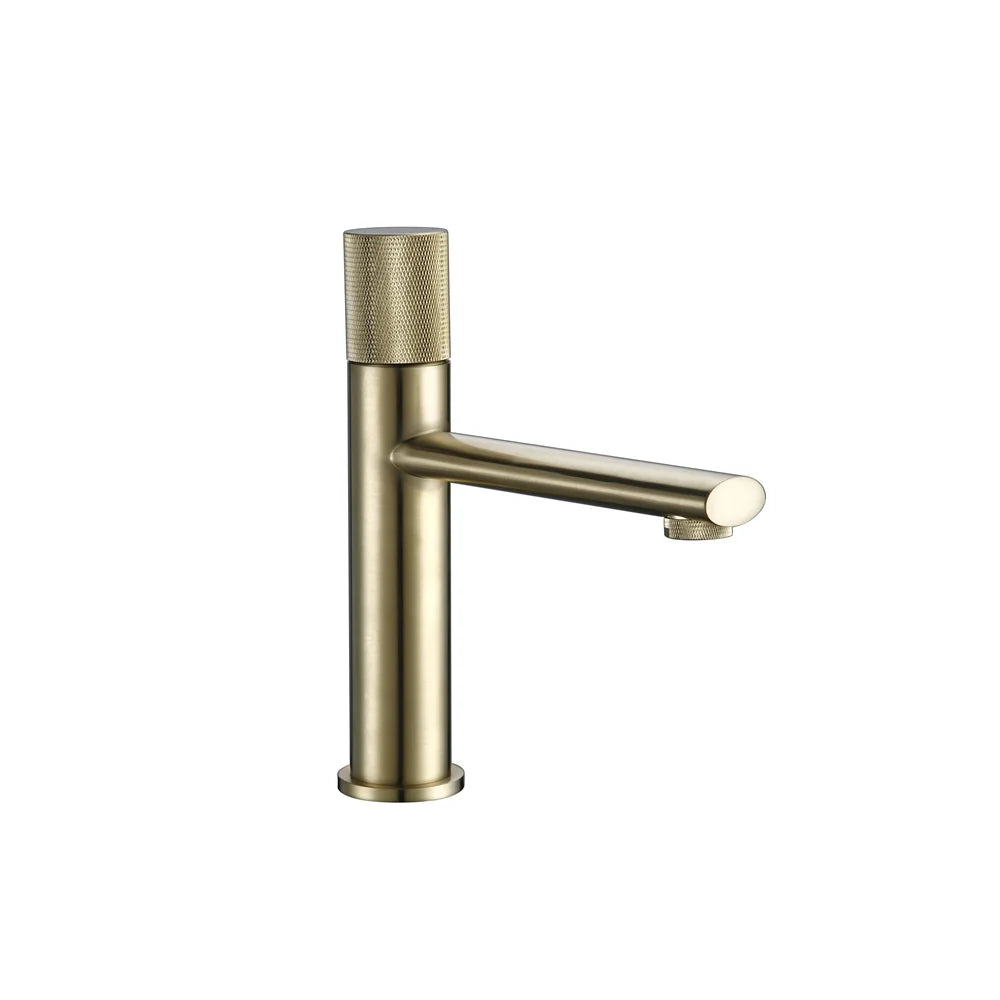 Knurled Handle Brass & Stainless Steel Basin Faucet