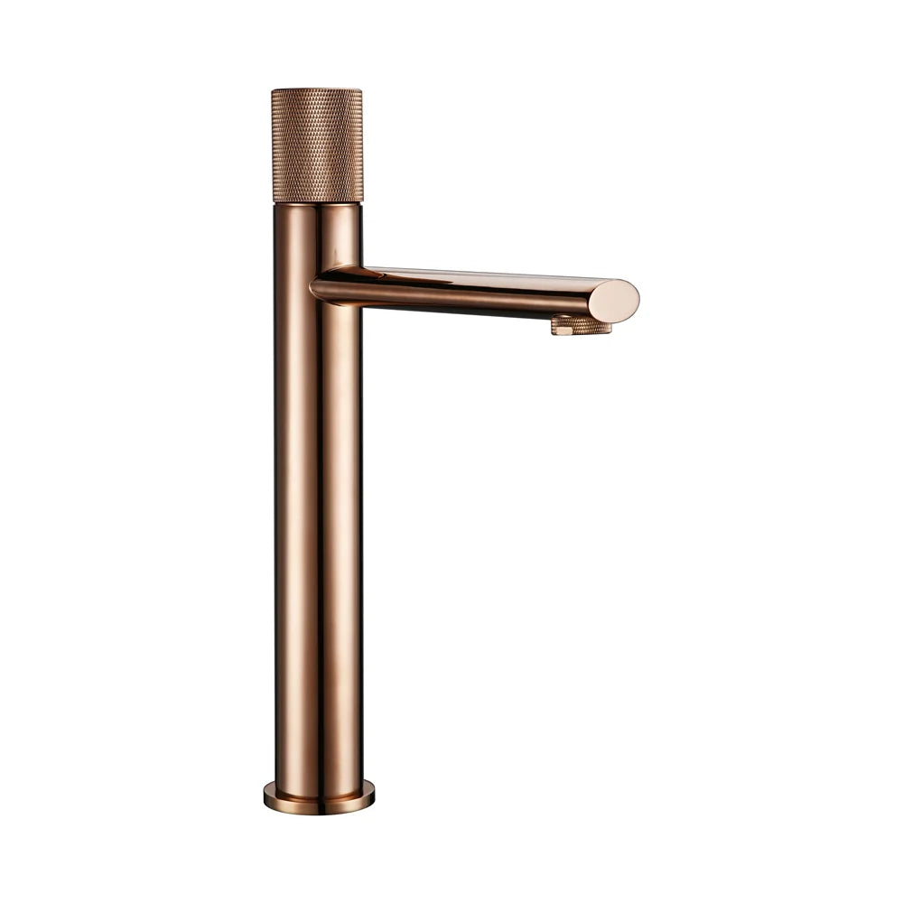 Knurled Handle Brass & Stainless Steel Basin Faucet