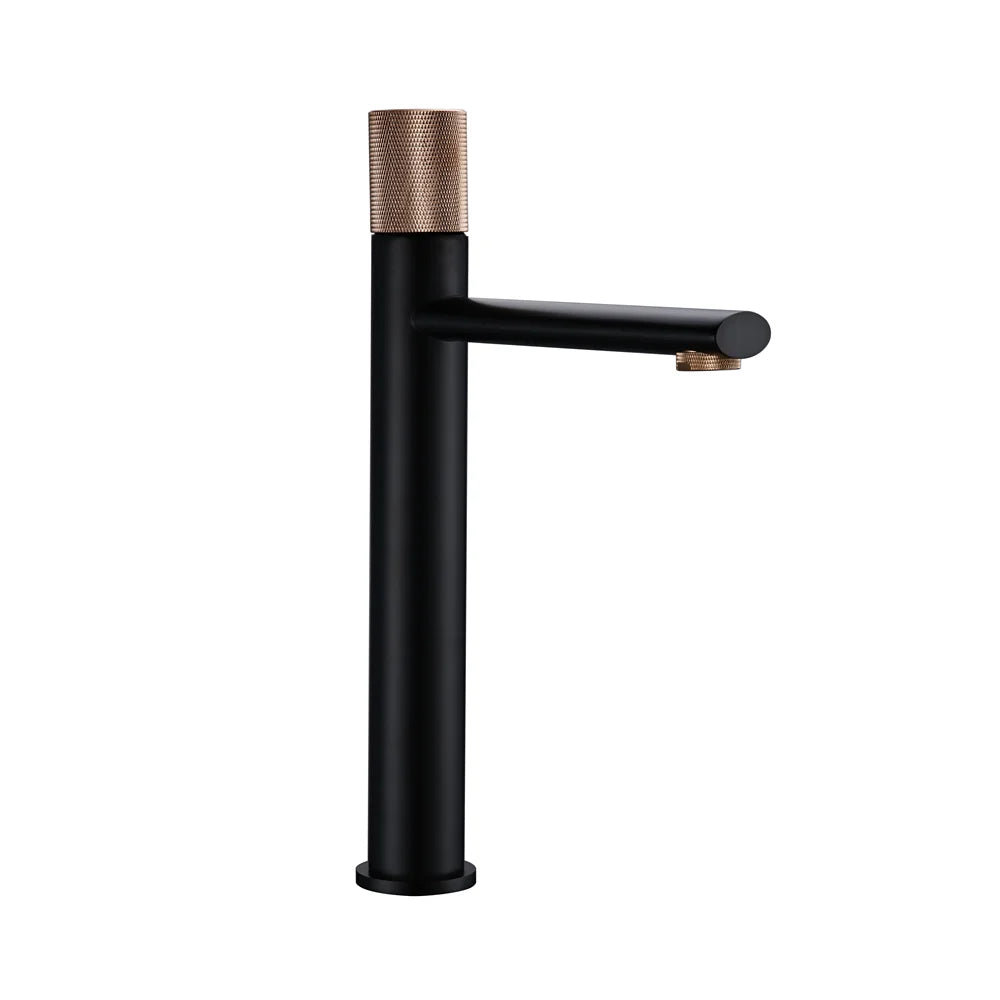 Knurled Handle Brass & Stainless Steel Basin Faucet