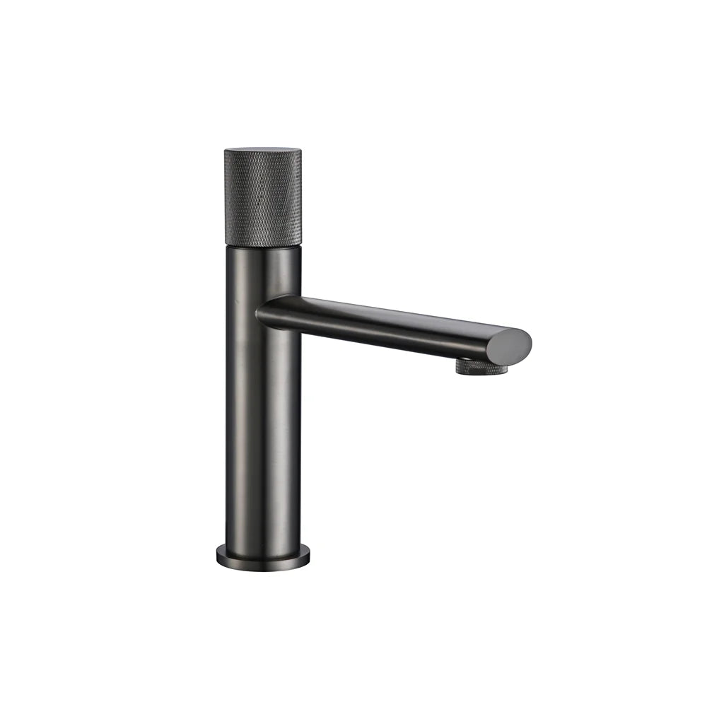 Knurled Handle Brass & Stainless Steel Basin Faucet
