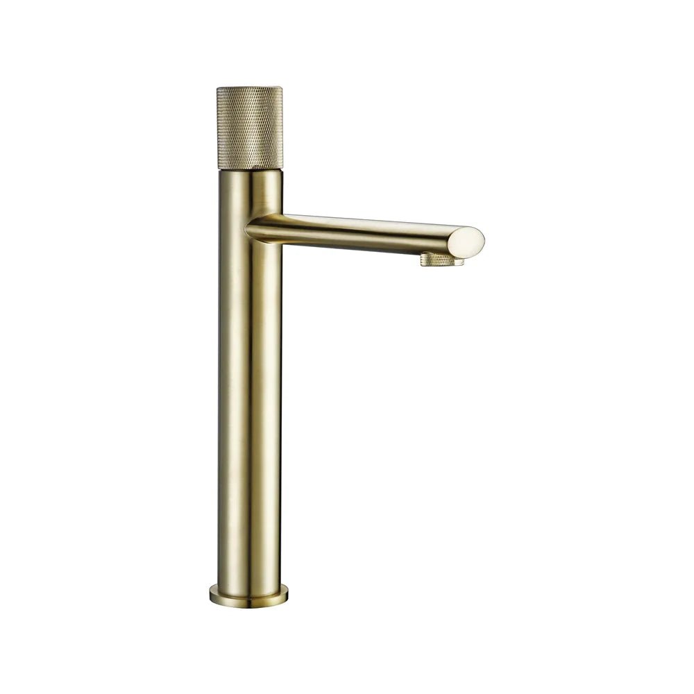 Knurled Handle Brass & Stainless Steel Basin Faucet