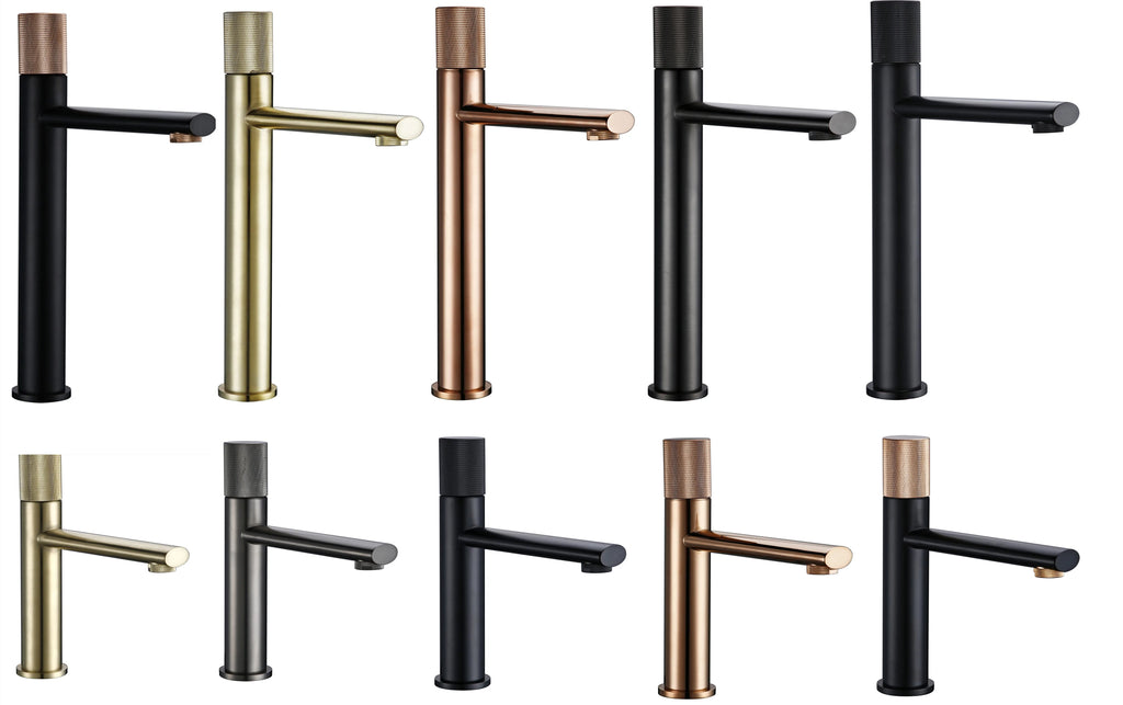 Knurled Handle Brass & Stainless Steel Basin Faucet