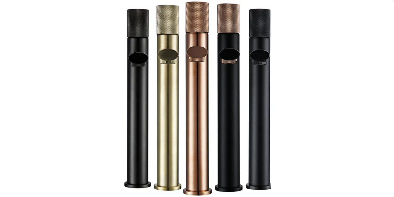 Knurled Handle Brass & Stainless Steel Basin Faucet
