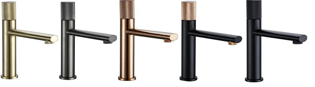 Knurled Handle Brass & Stainless Steel Basin Faucet