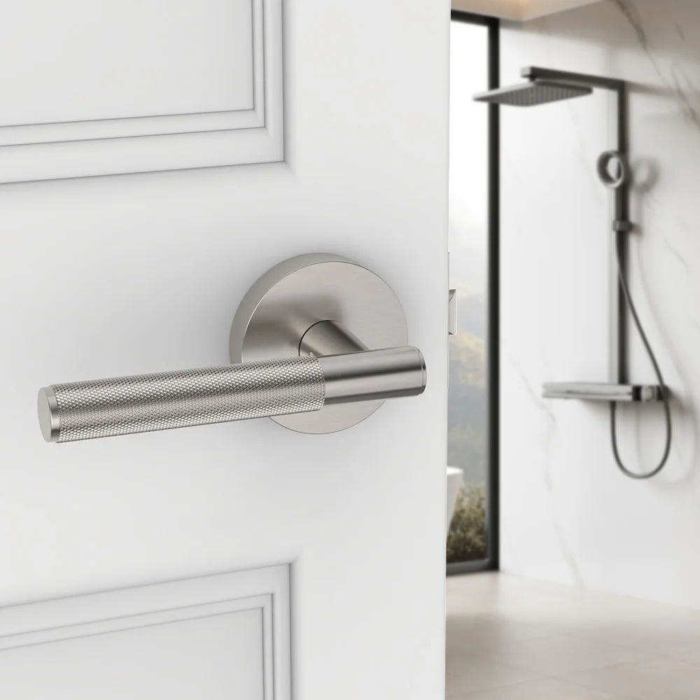 Knurled Handle & Keyless Privacy Door Lever (Adjustable Latch)