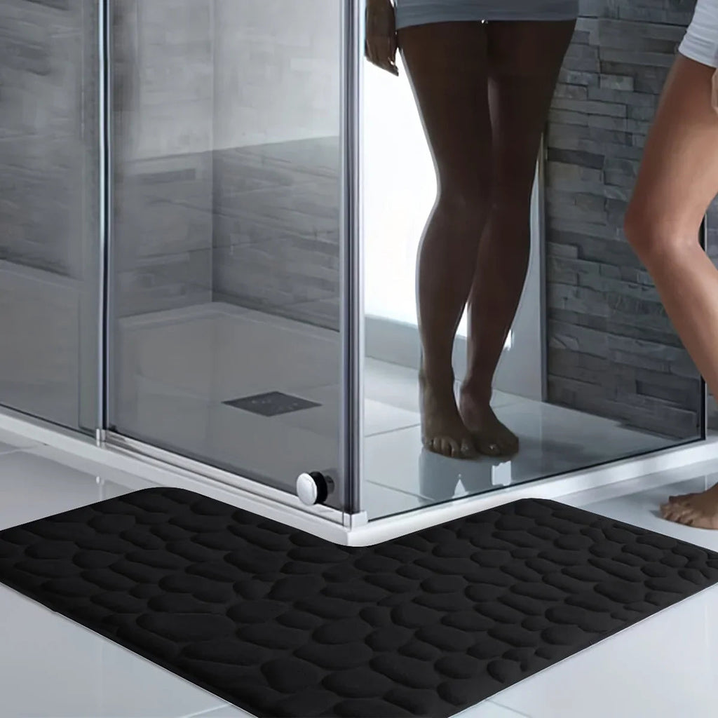 L-Shape Extra-Thick Plush Microfiber Bath Mat (Non-Slip Backing)