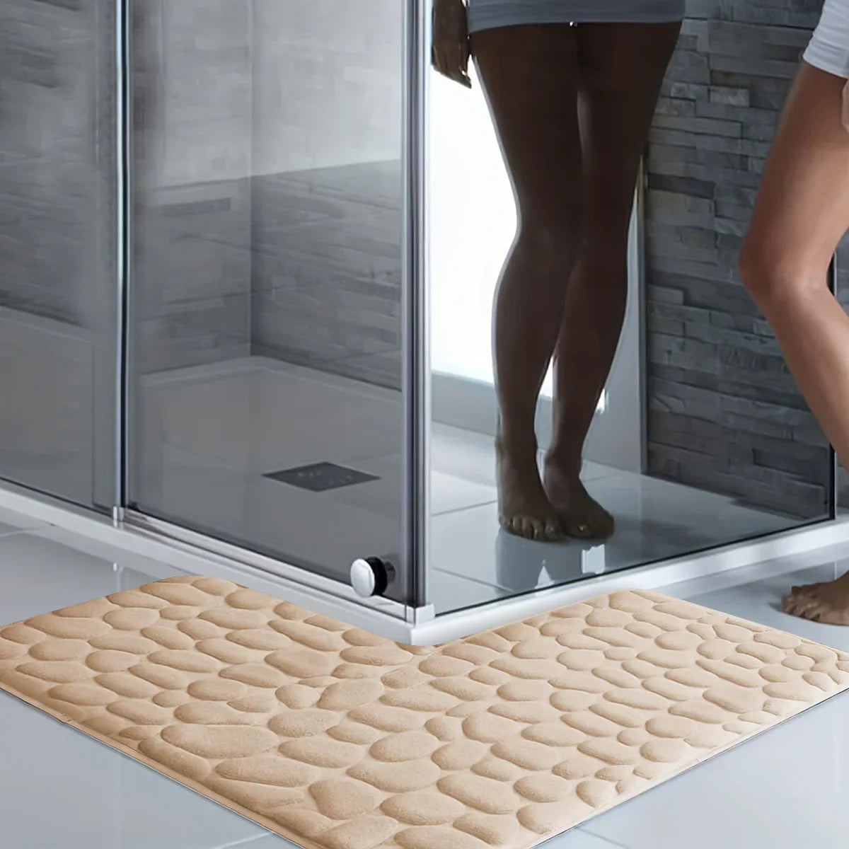 L-Shape Extra-Thick Plush Microfiber Bath Mat (Non-Slip Backing)