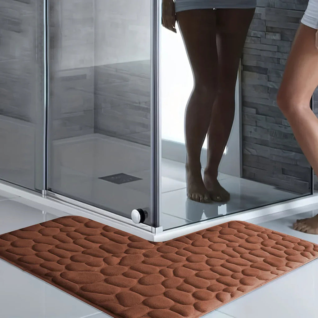 L-Shape Extra-Thick Plush Microfiber Bath Mat (Non-Slip Backing)