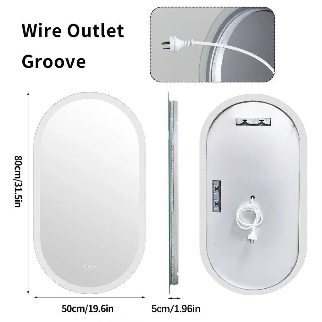 LED Anti-Fog Aluminum Oval Mirror (20 x 31.5 in)