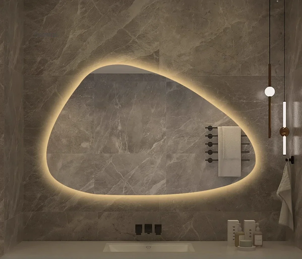 LED Dimmable Moisture-Resistant Bathroom Mirror (Irregular Organic Shape)