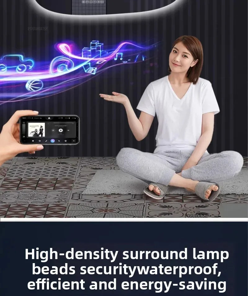 LED Dimmable Moisture-Resistant Bathroom Mirror (Irregular Organic Shape)