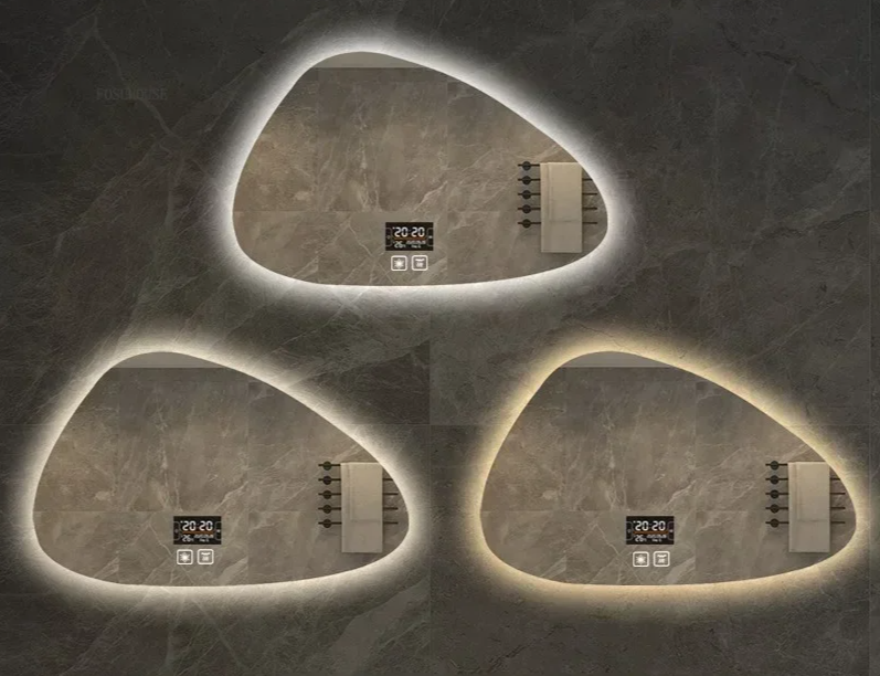 LED Dimmable Moisture-Resistant Bathroom Mirror (Irregular Organic Shape)