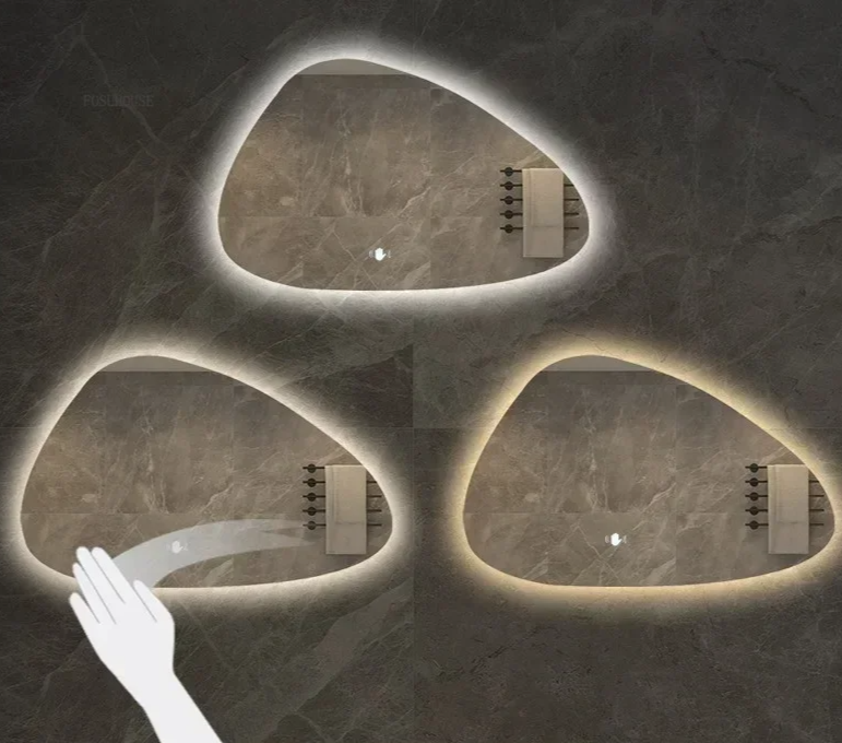 LED Dimmable Moisture-Resistant Bathroom Mirror (Irregular Organic Shape)