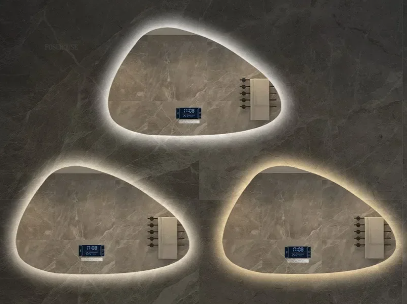 LED Dimmable Moisture-Resistant Bathroom Mirror (Irregular Organic Shape)