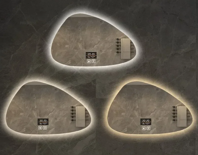 LED Dimmable Moisture-Resistant Bathroom Mirror (Irregular Organic Shape)
