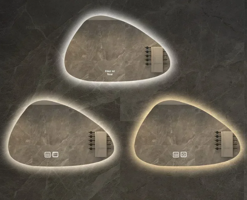 LED Dimmable Moisture-Resistant Bathroom Mirror (Irregular Organic Shape)