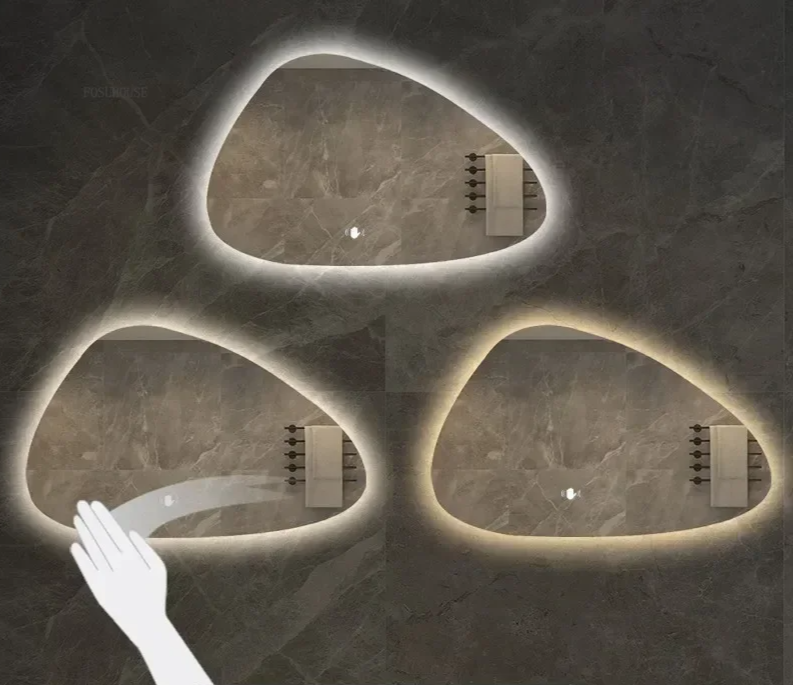 LED Dimmable Moisture-Resistant Bathroom Mirror (Irregular Organic Shape)