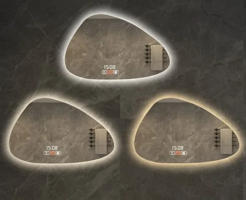 LED Dimmable Moisture-Resistant Bathroom Mirror (Irregular Organic Shape)