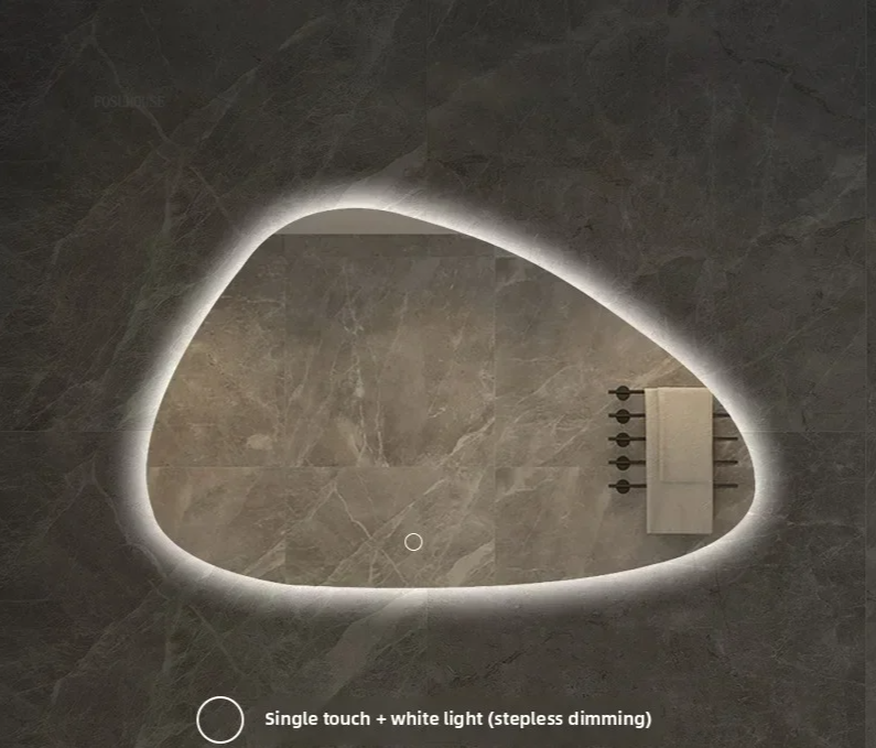 LED Dimmable Moisture-Resistant Bathroom Mirror (Irregular Organic Shape)
