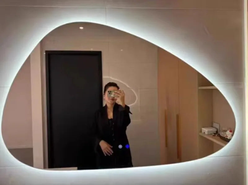 LED Dimmable Moisture-Resistant Bathroom Mirror (Irregular Organic Shape)