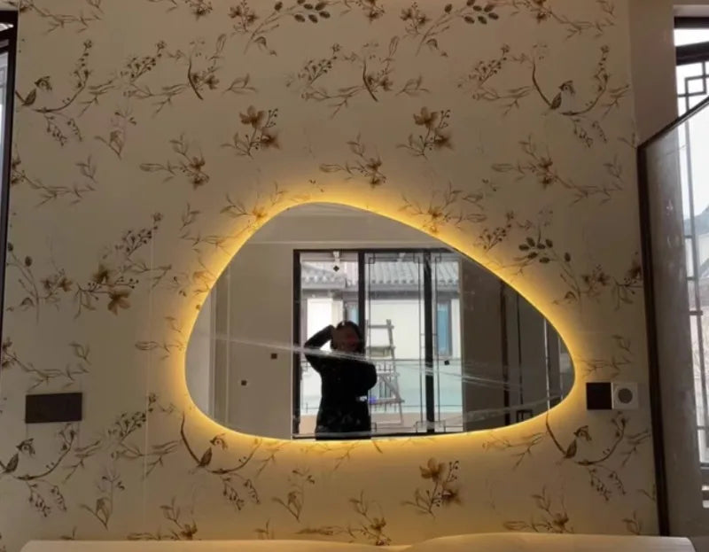 LED Dimmable Moisture-Resistant Bathroom Mirror (Irregular Organic Shape)