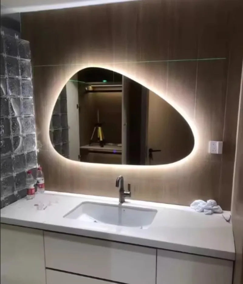 LED Dimmable Moisture-Resistant Bathroom Mirror (Irregular Organic Shape)